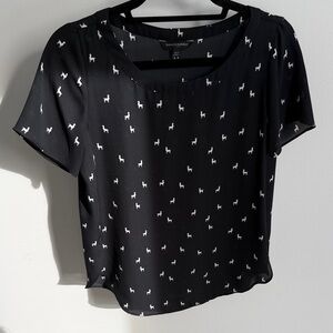 Banana Republic Black Blouse with White Print
